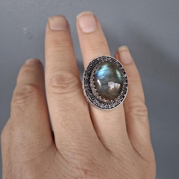 New Labradorite 925 Silver Statement Ring. - Picture 6 of 13